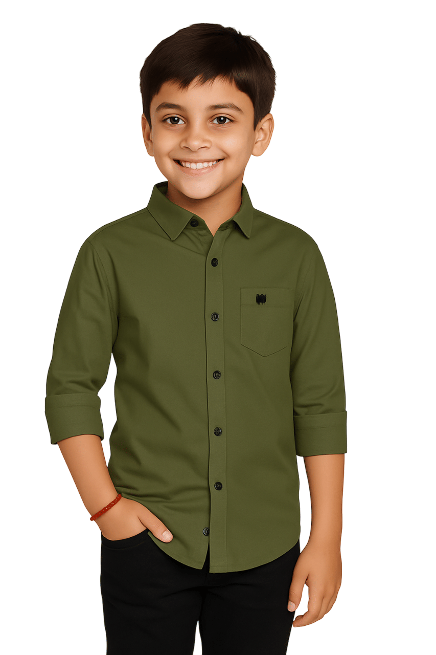 JABAK CREATION Pack of 1 Boys Cotton Blend Full Sleeves Shirt ( Green ) JABAK CREATION Pack of 1 Boys Cotton Blend Full Sleeves Shirt ( Green )