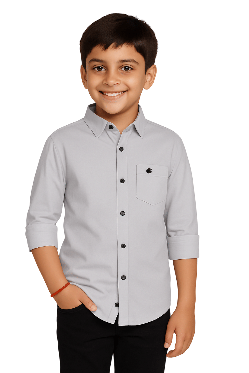 JABAK CREATION Pack of 1 Boys Cotton Blend Full Sleeves Shirt ( Grey ) JABAK CREATION Pack of 1 Boys Cotton Blend Full Sleeves Shirt ( Grey )