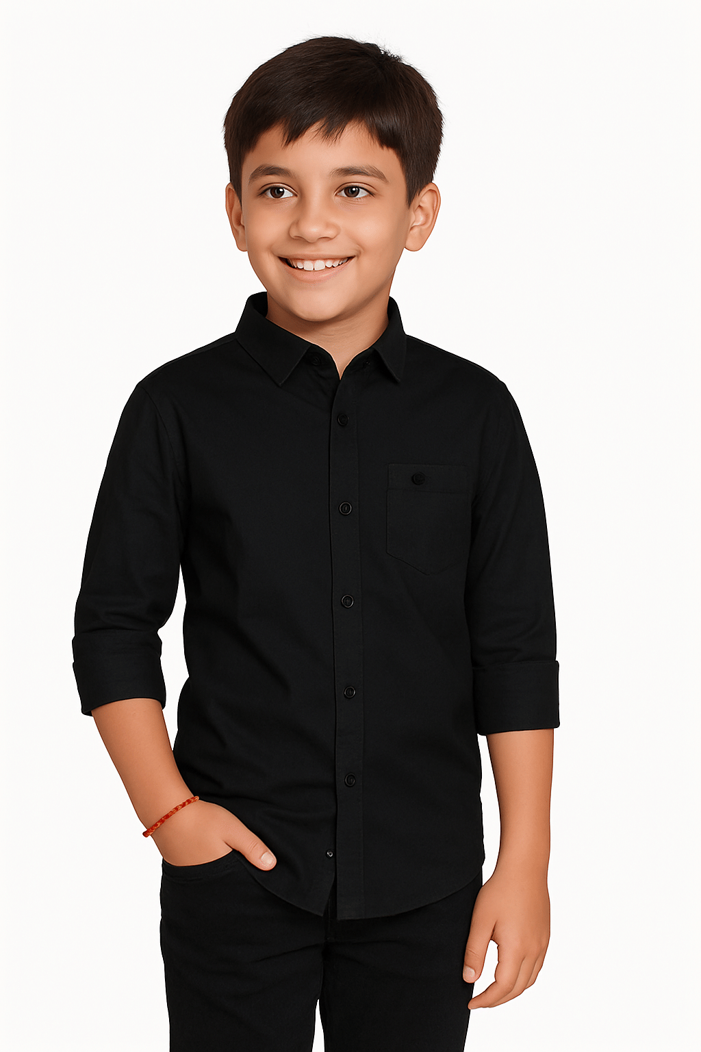 JABAK CREATION Pack of 1 Boys Cotton Blend Full Sleeves Shirt ( Black ) JABAK CREATION Pack of 1 Boys Cotton Blend Full Sleeves Shirt ( Black )
