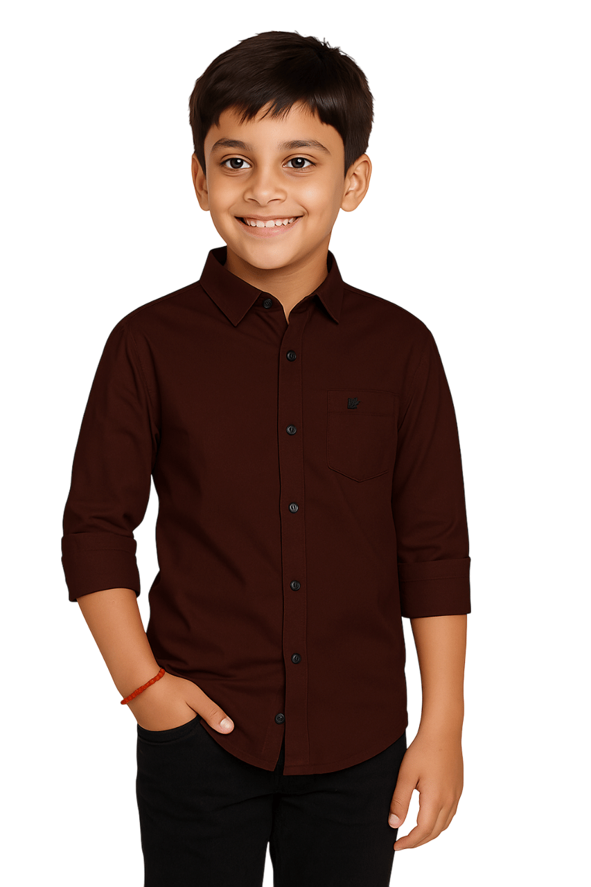     			JABAK CREATION Pack of 1 Boys Cotton Blend Full Sleeves Shirt ( Brown )