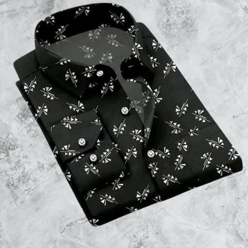 JASHVI Cotton Flex Regular Fit Printed Full Sleeves Men's Casual Shirt - Black ( Pack of 1 ) JASHVI Cotton Flex Regular Fit Printed Full Sleeves Men's Casual Shirt - Black ( Pack of 1 )