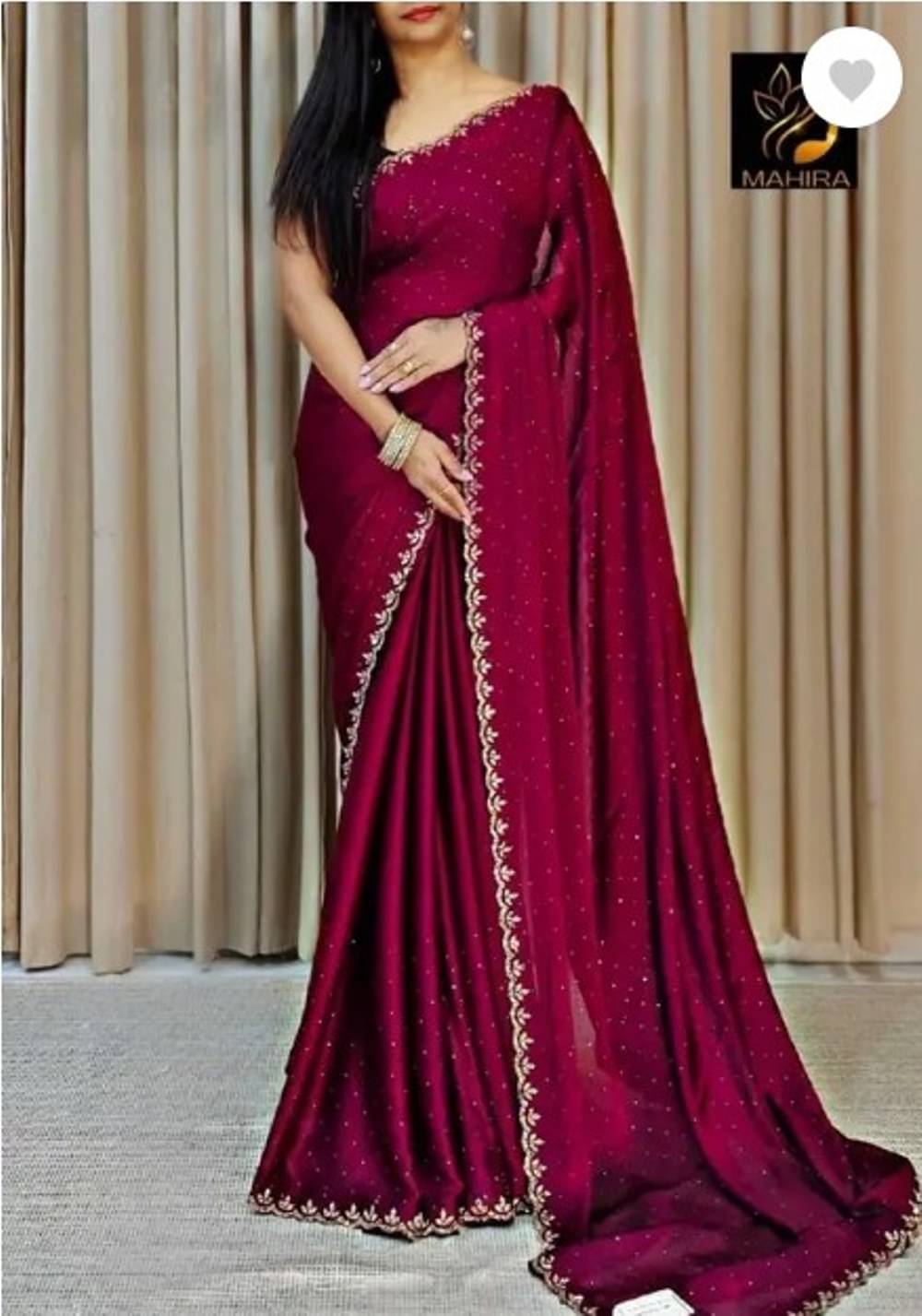 JS Clothing Mart Chiffon Embellished Regular Saree With Unstitched Blouse Piece ( Maroon ) JS Clothing Mart Chiffon Embellished Regular Saree With Unstitched Blouse Piece ( Maroon )