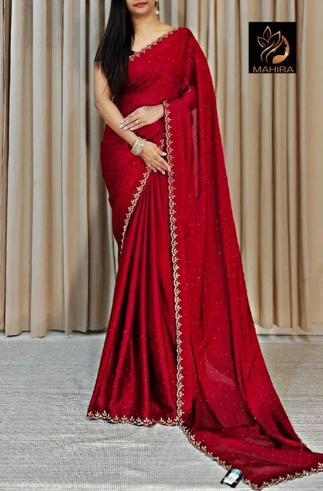 JS Clothing Mart Chiffon Embellished Regular Saree With Unstitched Blouse Piece ( Red ) JS Clothing Mart Chiffon Embellished Regular Saree With Unstitched Blouse Piece ( Red )