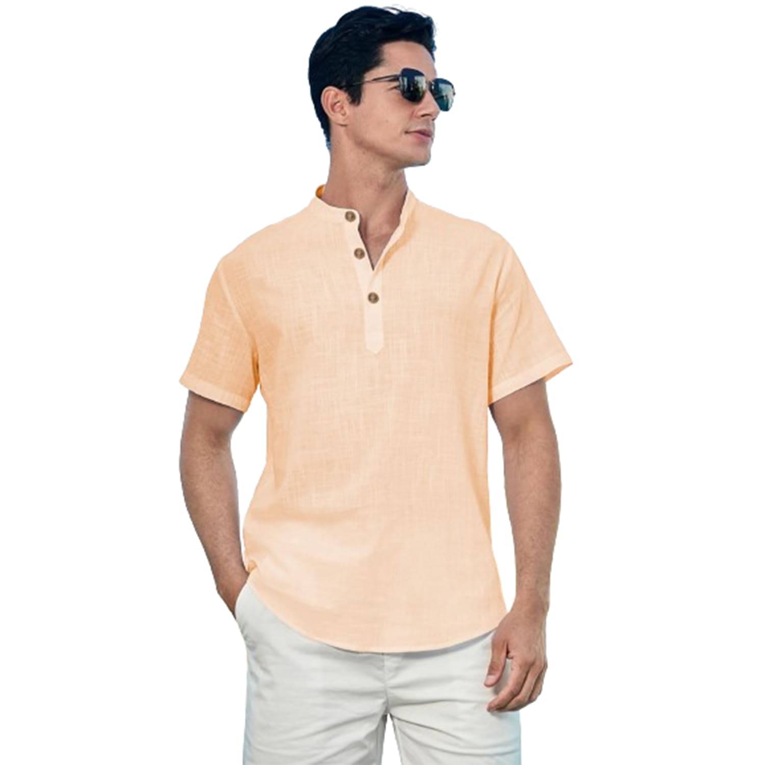     			KNOWTED Orange Cotton Blend Men's Shirt Style Kurta ( Pack of 1 )