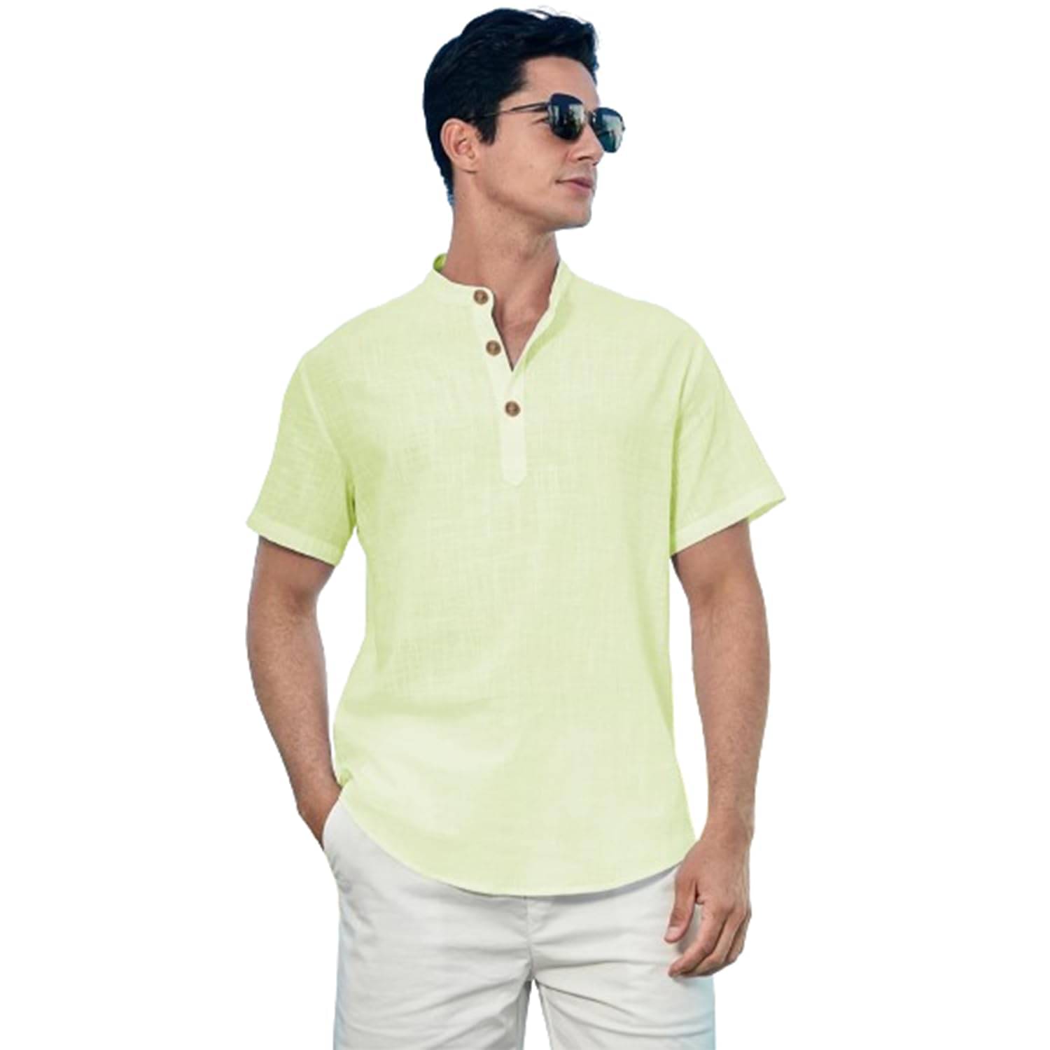     			KNOWTED Sea Green Cotton Blend Men's Shirt Style Kurta ( Pack of 1 )