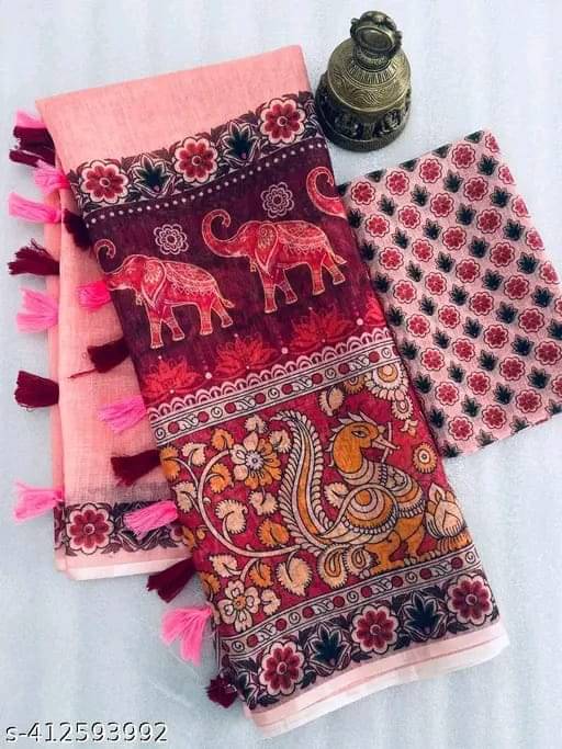 Kalpana Creation Linen Printed Regular Saree With Unstitched Blouse Piece ( Multicolor 2 ) Kalpana Creation Linen Printed Regular Saree With Unstitched Blouse Piece ( Multicolor 2 )