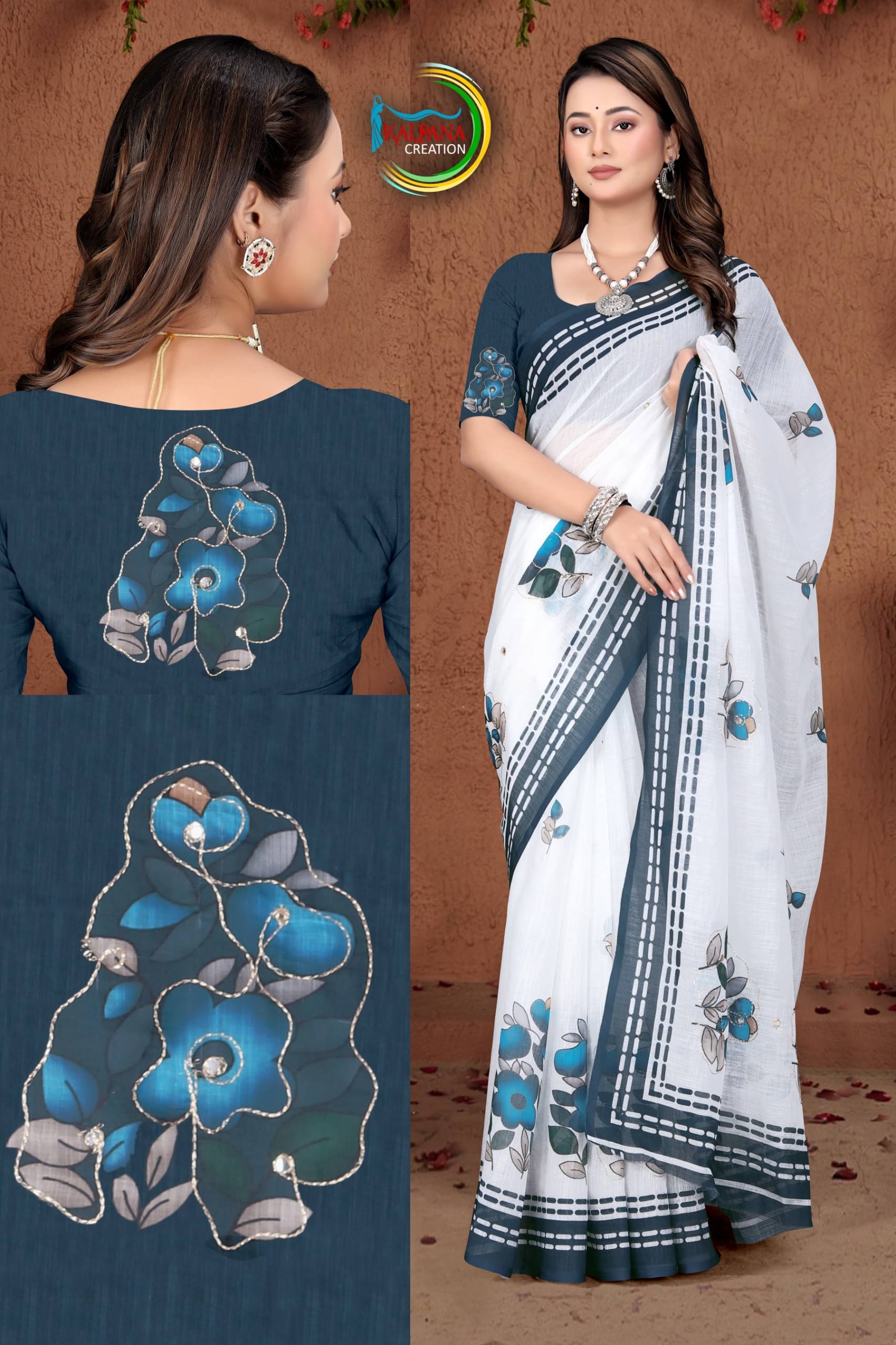Kalpana Creation Linen Printed Regular Saree With Unstitched Blouse Piece ( Multicolor 2 ) Kalpana Creation Linen Printed Regular Saree With Unstitched Blouse Piece ( Multicolor 2 )