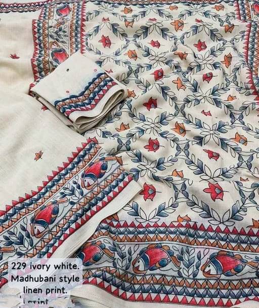 Kalpana Creation Linen Printed Regular Saree With Unstitched Blouse Piece ( Multicolor 2 ) Kalpana Creation Linen Printed Regular Saree With Unstitched Blouse Piece ( Multicolor 2 )