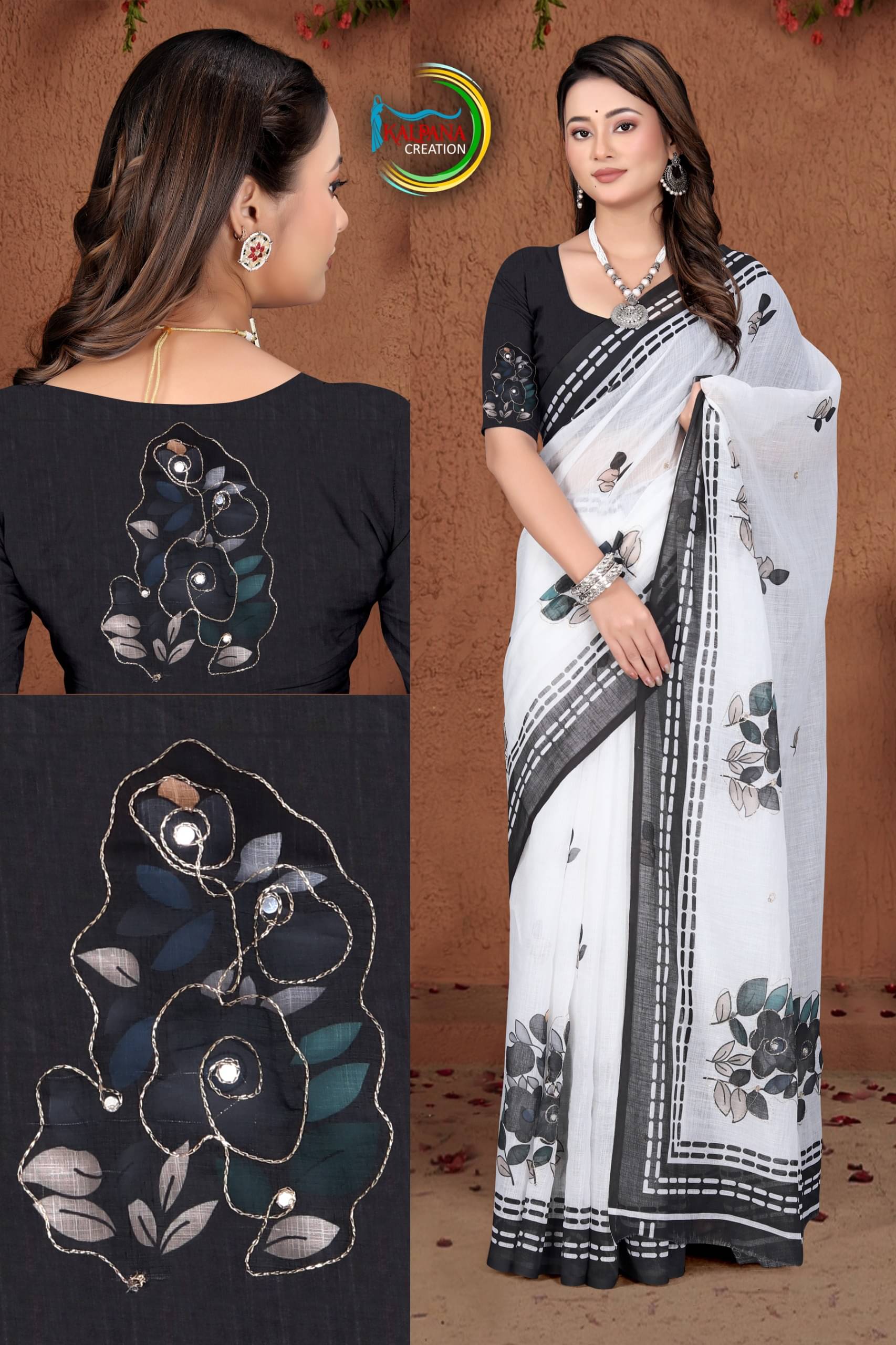 Kalpana Creation Linen Printed Regular Saree With Unstitched Blouse Piece ( Multicolor 2 ) Kalpana Creation Linen Printed Regular Saree With Unstitched Blouse Piece ( Multicolor 2 )