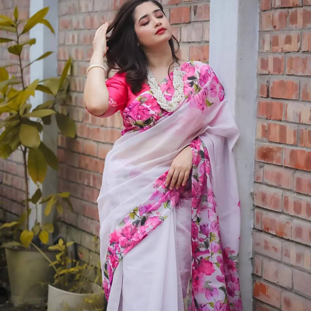     			Kalpana Creation Linen Printed Regular Saree With Unstitched Blouse Piece ( Multicolor 2 )