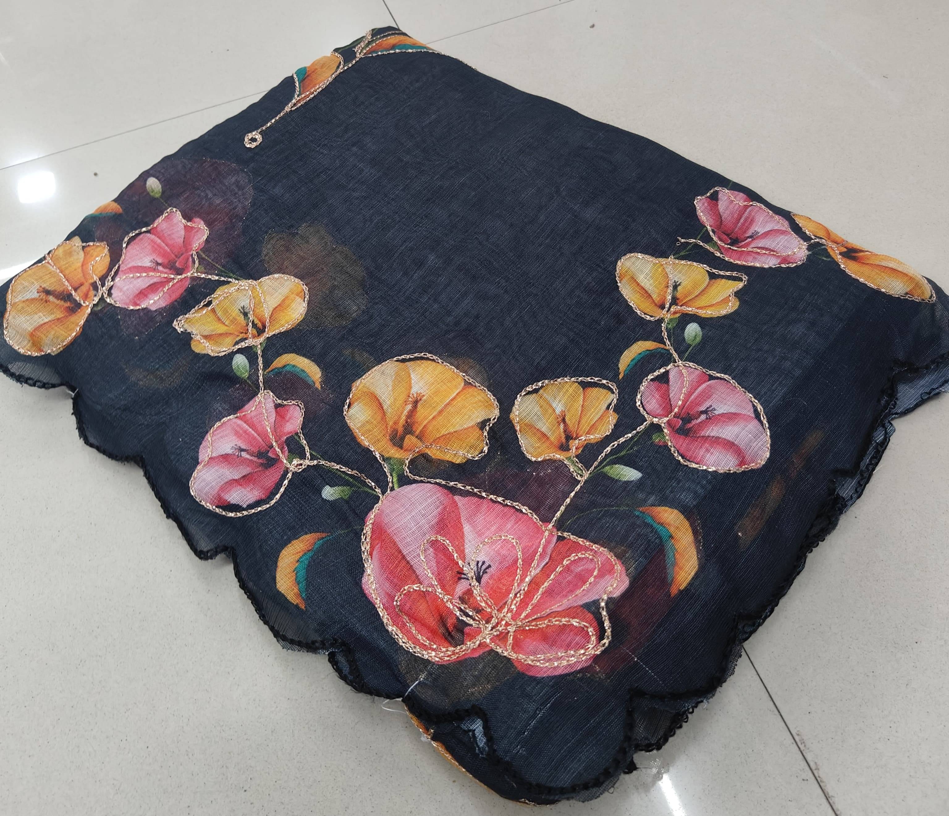     			Kalpana Creation Linen Printed Regular Saree With Unstitched Blouse Piece ( Multicolor 2 )