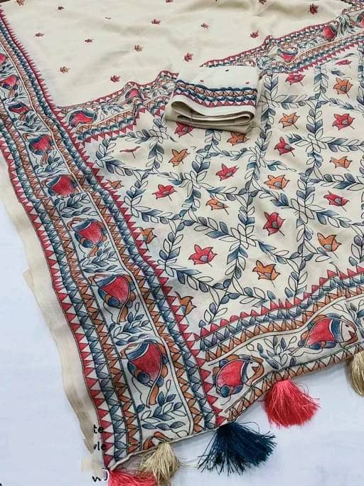     			Kalpana Creation Linen Printed Regular Saree With Unstitched Blouse Piece ( Multicolor 2 )