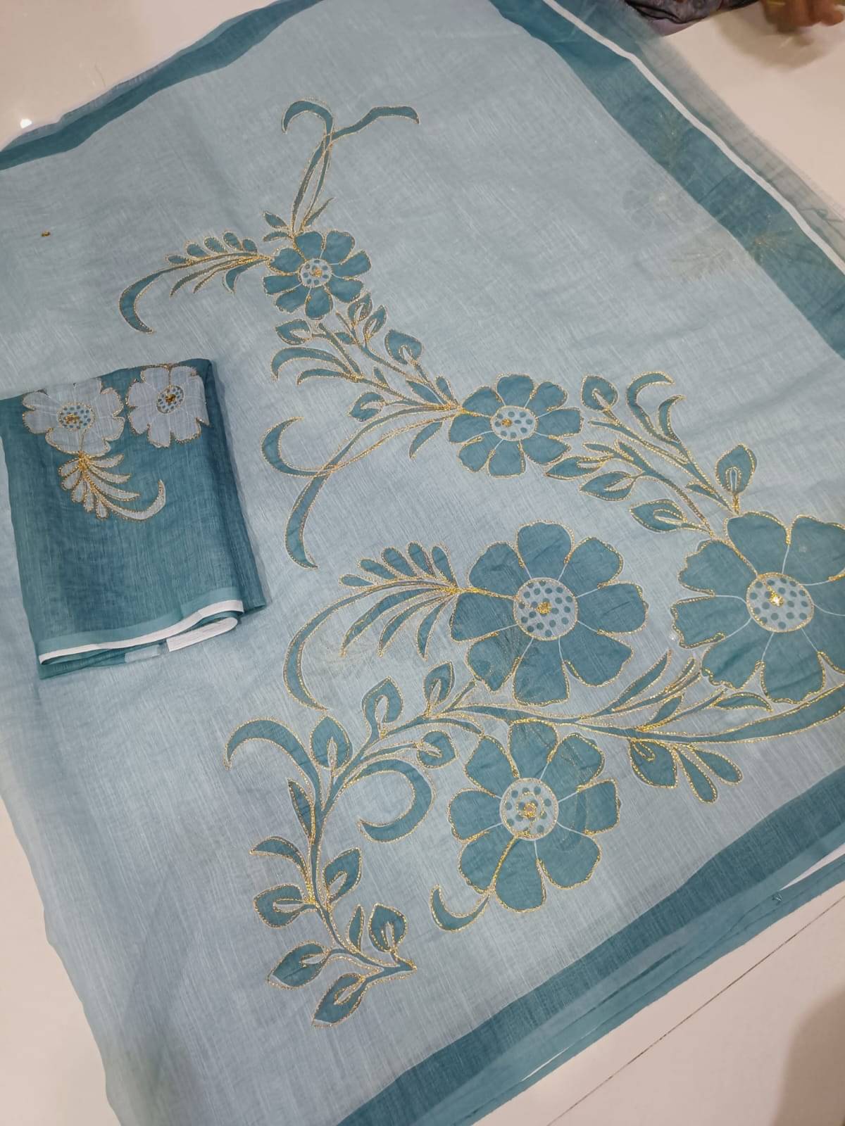 Kalpana Creation Linen Printed Regular Saree With Unstitched Blouse Piece ( Multicolor 2 ) Kalpana Creation Linen Printed Regular Saree With Unstitched Blouse Piece ( Multicolor 2 )