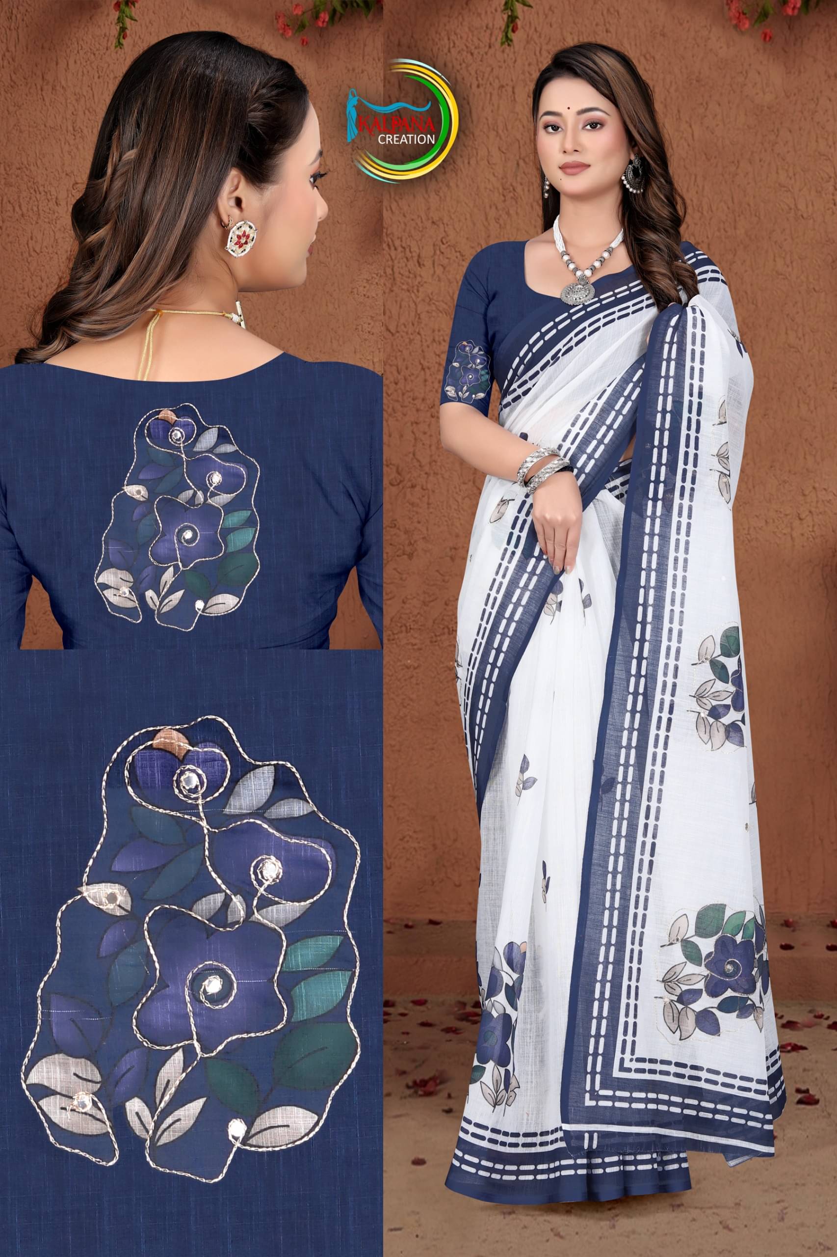 Kalpana Creation Linen Printed Regular Saree With Unstitched Blouse Piece ( Multicolor 2 ) Kalpana Creation Linen Printed Regular Saree With Unstitched Blouse Piece ( Multicolor 2 )