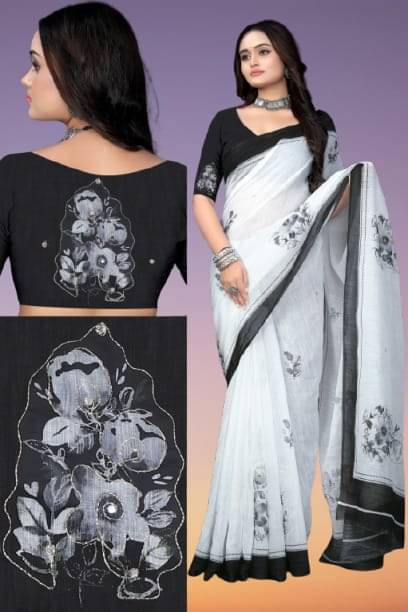 Kalpana Creation Linen Printed Regular Saree With Unstitched Blouse Piece ( Multicolor 2 ) Kalpana Creation Linen Printed Regular Saree With Unstitched Blouse Piece ( Multicolor 2 )