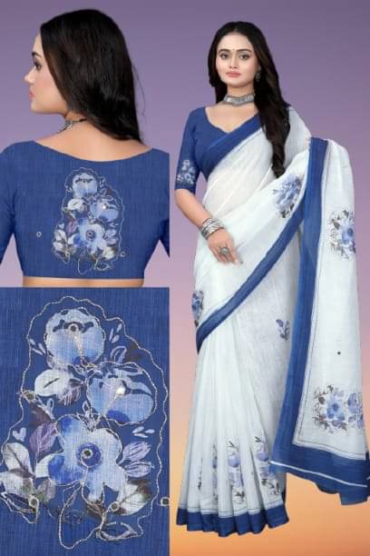 Kalpana Creation Linen Printed Regular Saree With Unstitched Blouse Piece ( Multicolor 2 ) Kalpana Creation Linen Printed Regular Saree With Unstitched Blouse Piece ( Multicolor 2 )