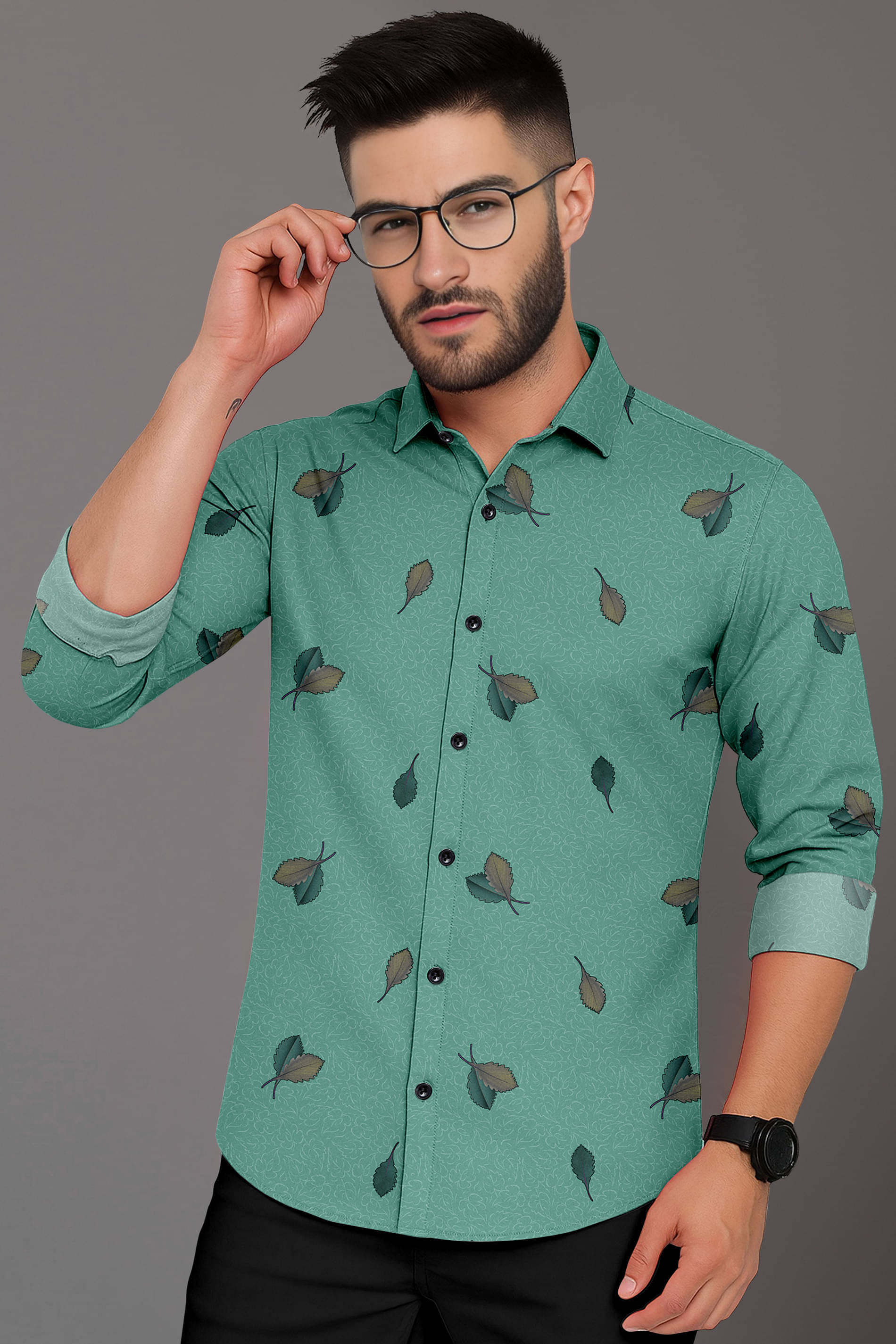 LAXBON 100% Cotton Regular Fit Printed Full Sleeves Men's Casual Shirt - Green ( Pack of 1 ) LAXBON 100% Cotton Regular Fit Printed Full Sleeves Men's Casual Shirt - Green ( Pack of 1 )