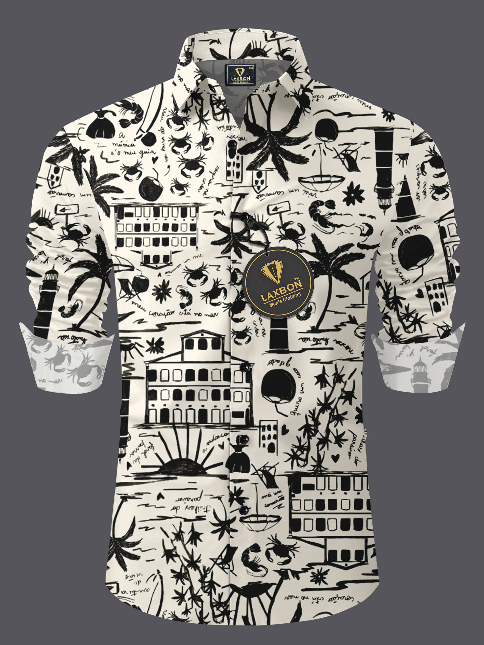    			LAXBON 100% Cotton Regular Fit Printed Full Sleeves Men's Casual Shirt - Black ( Pack of 1 )