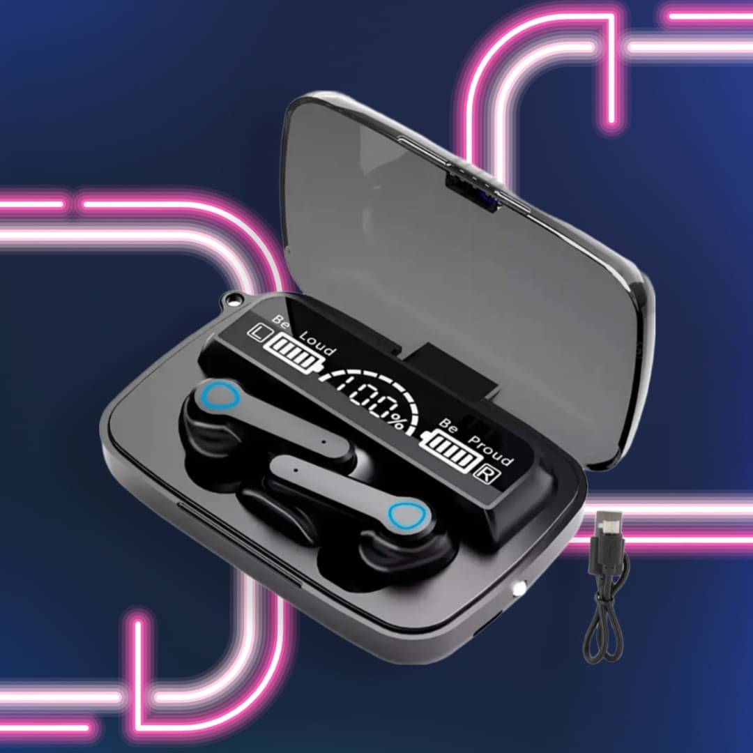     			M-19 Tws Earbuds, True Wireless Headphone, 30 hours of Playback and Deep Bass, Crystal Clear Call, Fast Charging, 3D Sound, Ultra Low Latency