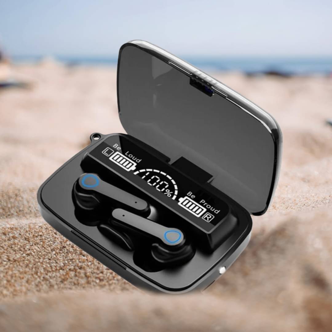     			M-19 Tws Earbuds, True Wireless Headphone, 30 hours of Playback and Deep Bass, Crystal Clear Call, Fast Charging, 3D Sound, Ultra Low Latency