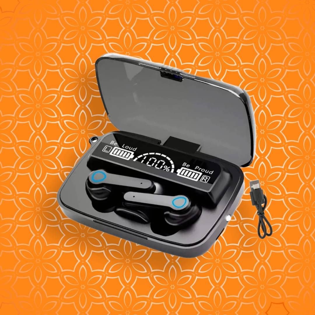     			M-19 Tws Earbuds, True Wireless Headphone, 30 hours of Playback and Deep Bass, Crystal Clear Call, Fast Charging, 3D Sound, Ultra Low Latency