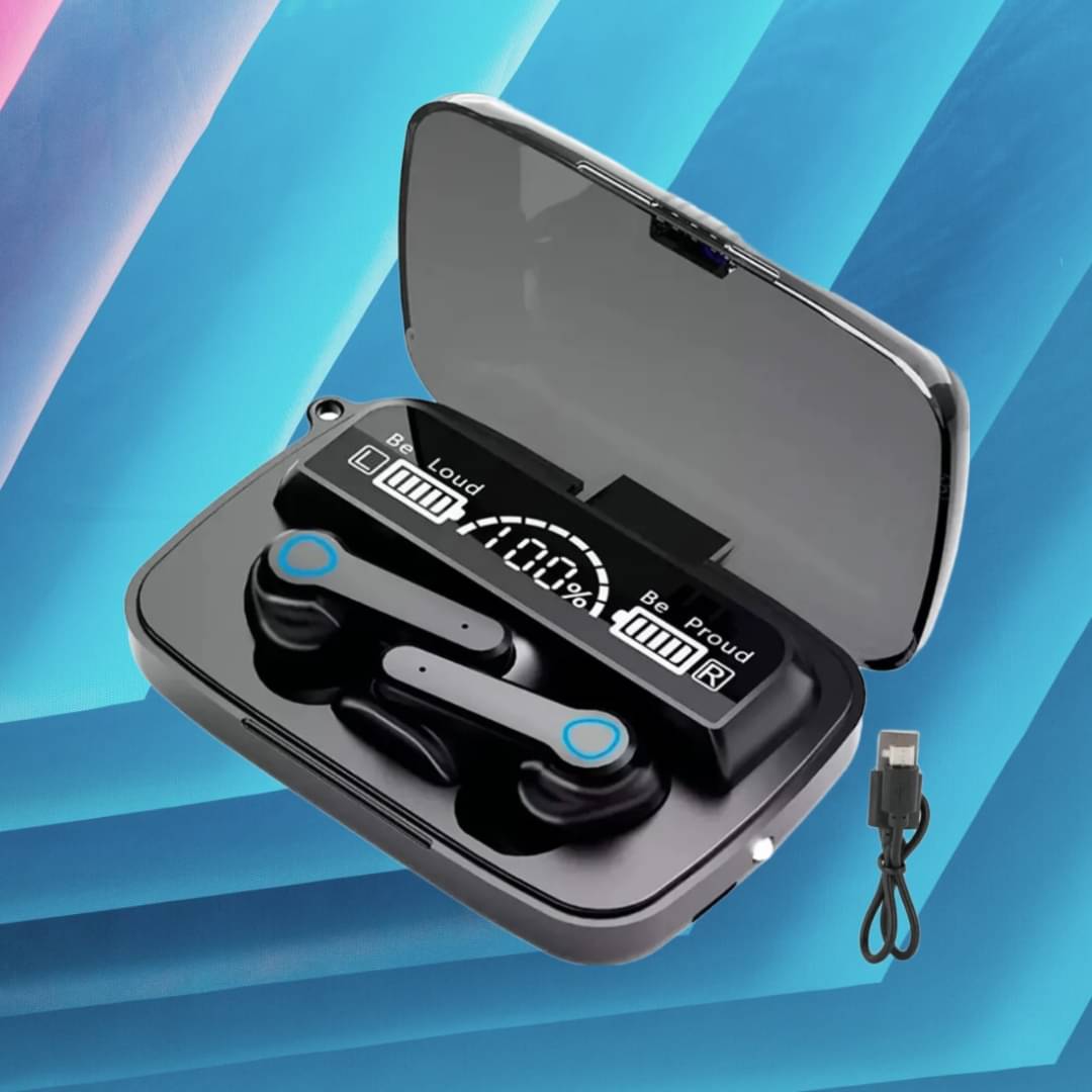     			M-19 Tws Earbuds, True Wireless Headphone, 30 hours of Playback and Deep Bass, Crystal Clear Call, Fast Charging, 3D Sound, Ultra Low Latency