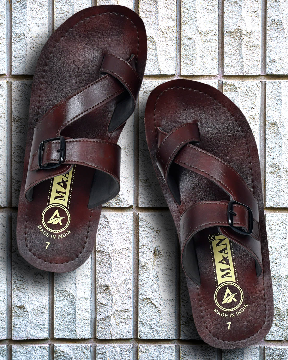     			MAAN Brown Men's Thong Flip Flop