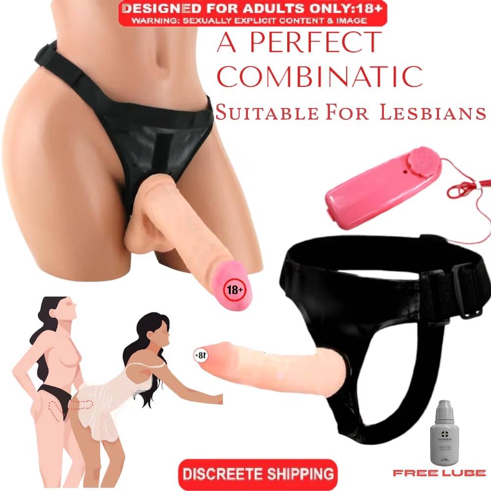     			PURE PASSION 9 inch Premium Quality Penis Lesbian Strap on Vibrator  Dildo Panties Realistic Penis Belt Toys For Women Sex with partner dildo sexual vibrating dildos women sexy toy for pussy Free lube -Bluemoon
