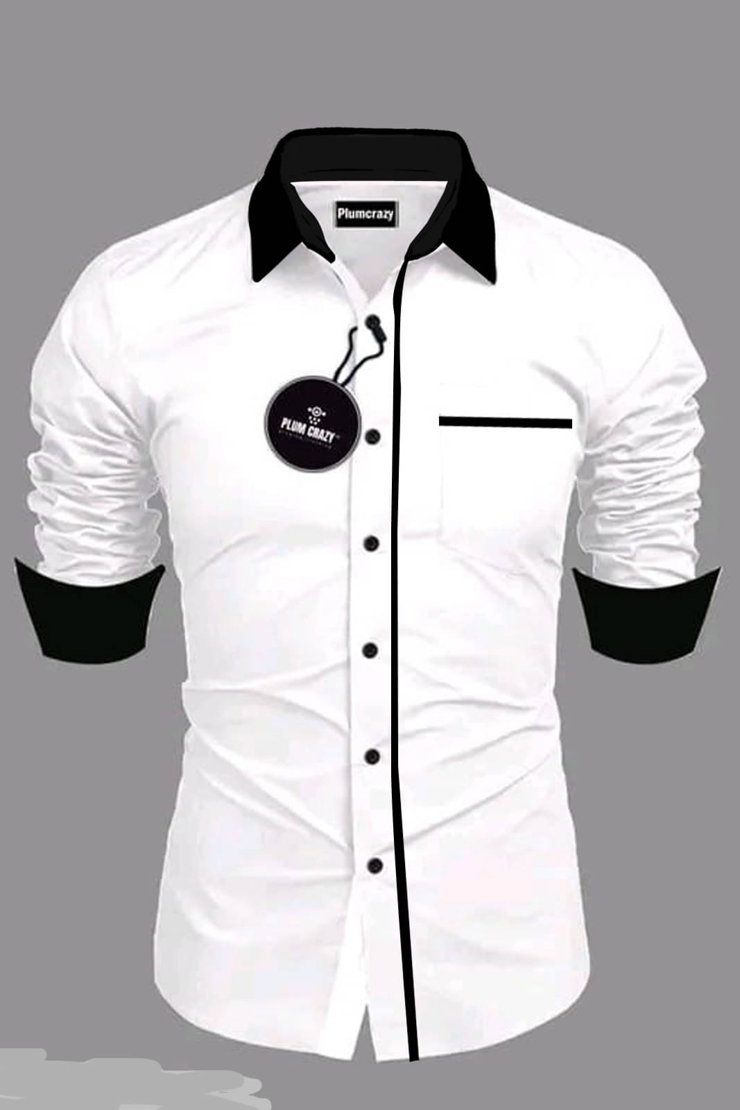     			Plumcrazy Cotton Blend Regular Fit Solids Full Sleeves Men's Casual Shirt - White ( Pack of 1 )