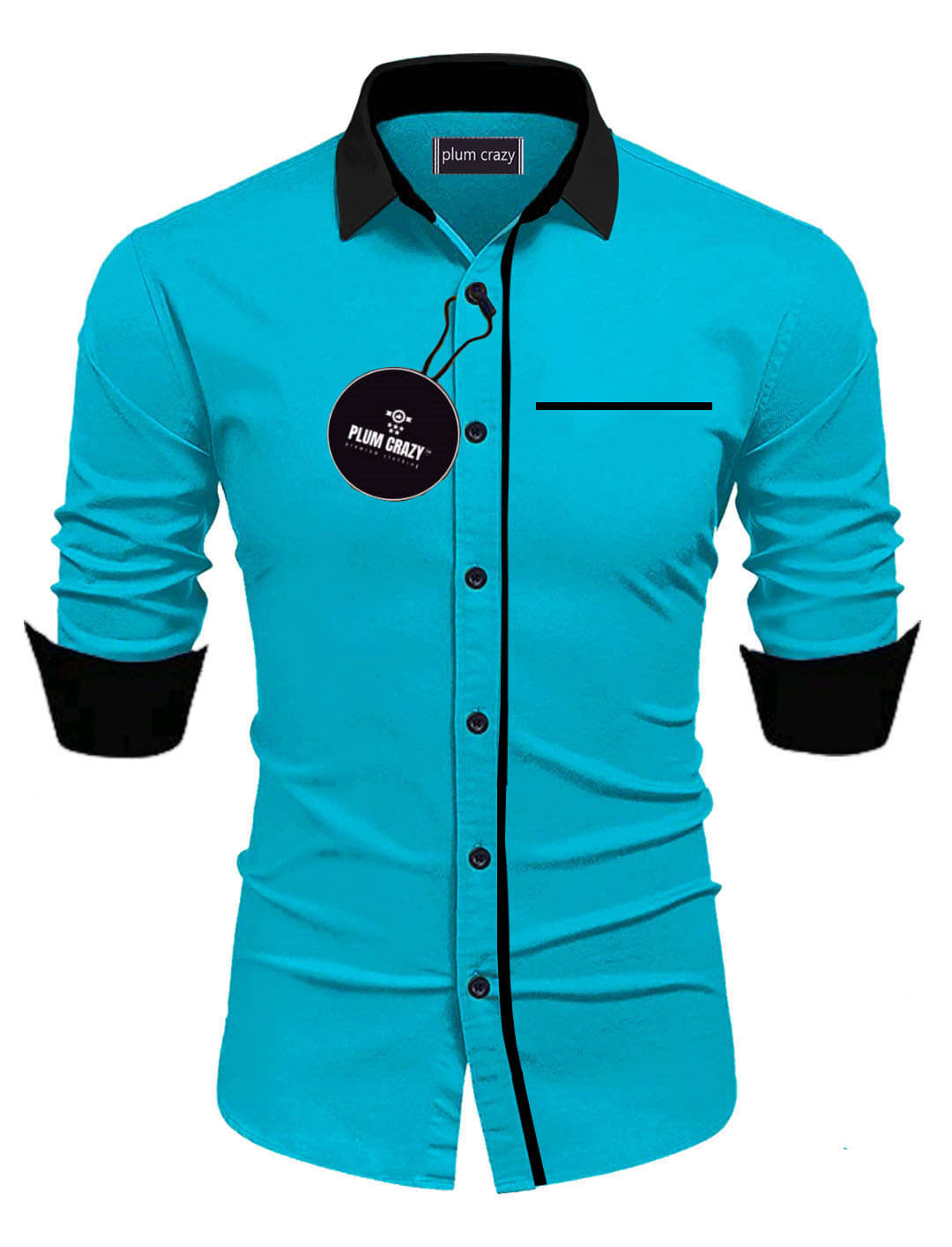     			Plumcrazy Cotton Blend Regular Fit Solids Full Sleeves Men's Casual Shirt - Aqua Blue ( Pack of 1 )