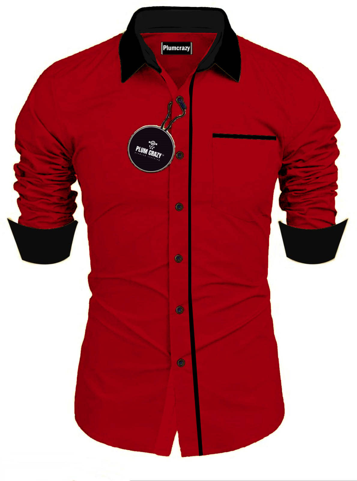 Plumcrazy Cotton Blend Regular Fit Solids Full Sleeves Men's Casual Shirt - Red ( Pack of 1 ) Plumcrazy Cotton Blend Regular Fit Solids Full Sleeves Men's Casual Shirt - Red ( Pack of 1 )