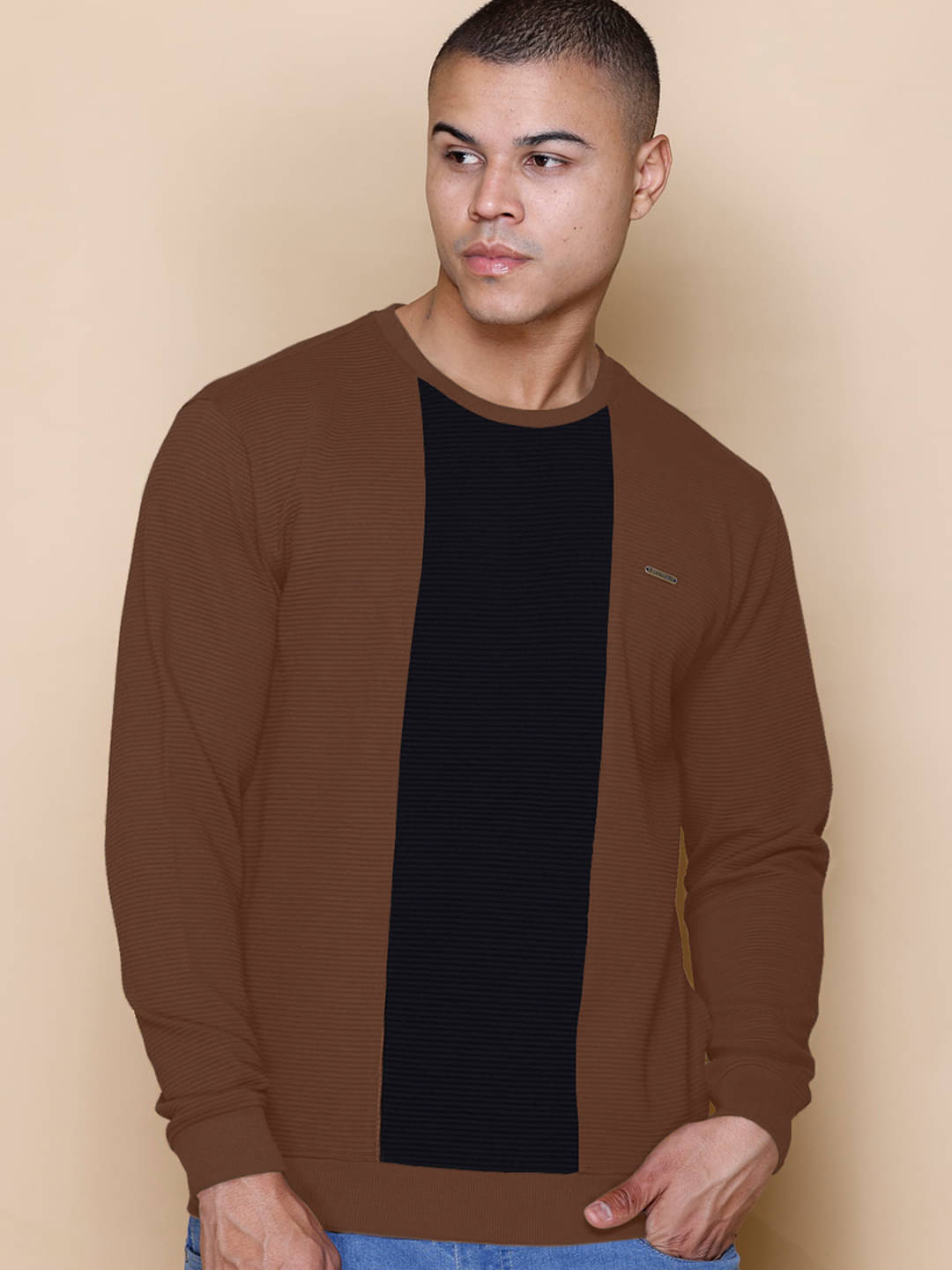     			Promount Cotton Blend Round Neck Men's Sweatshirt - Brown ( Pack of 1 )