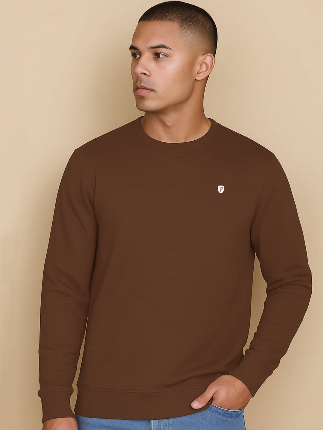 Promount Cotton Blend Round Neck Men's Sweatshirt - Brown ( Pack of 1 ) Promount Cotton Blend Round Neck Men's Sweatshirt - Brown ( Pack of 1 )