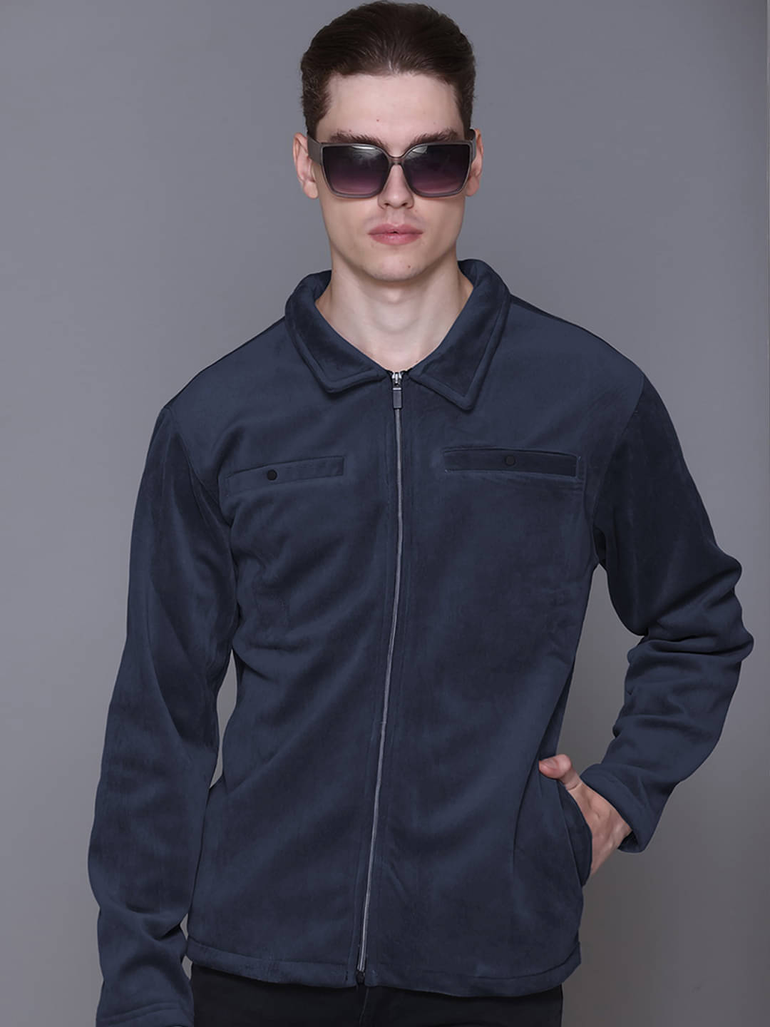     			Promount Polyester Polo Collar Men's Sweatshirt - Navy ( Pack of 1 )