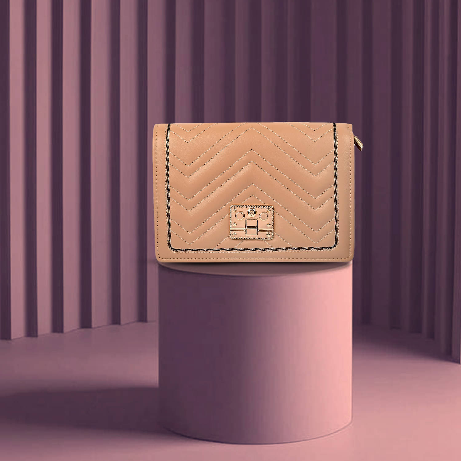     			Sageware Sling Bag Faux Leather Set of 1 ( Beige )