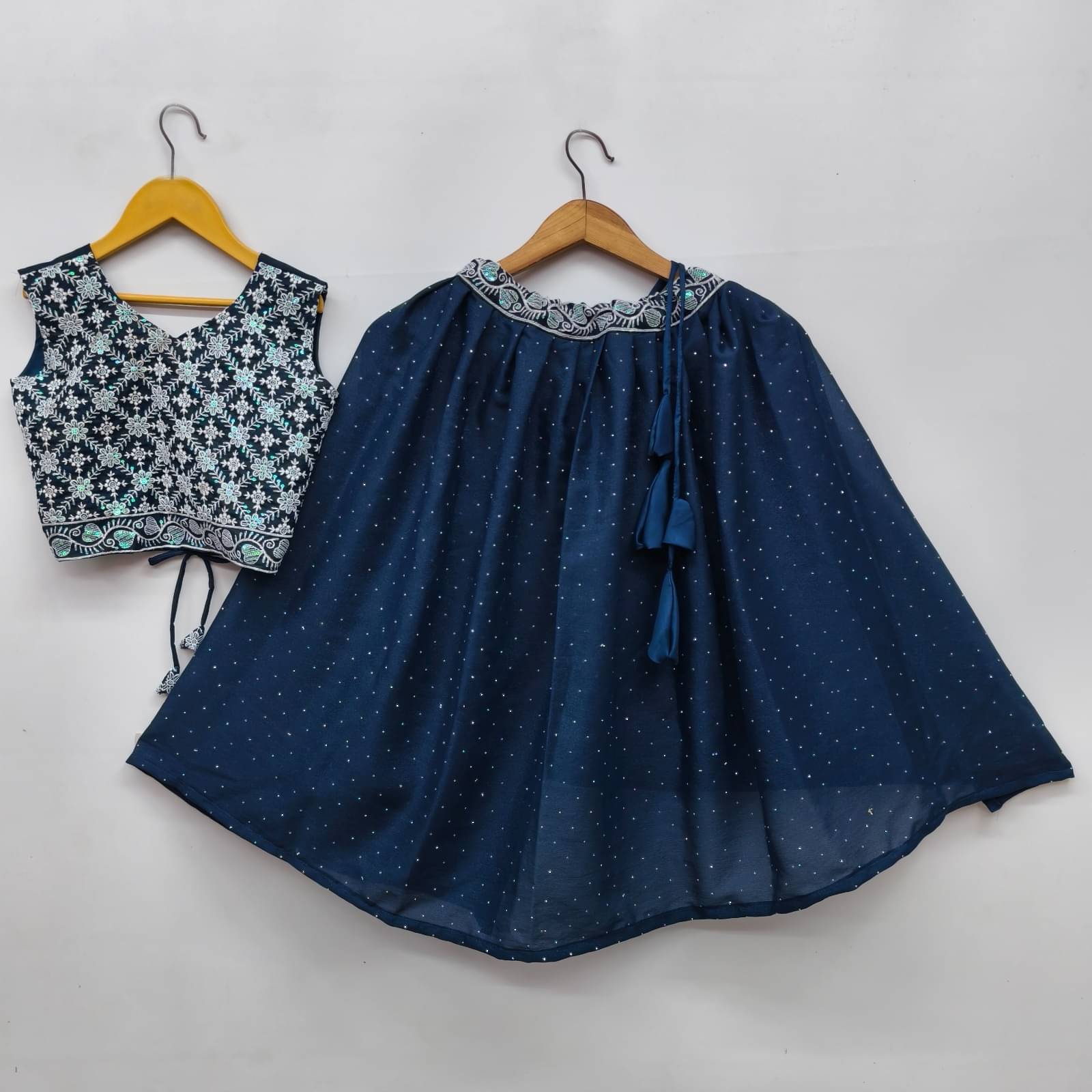     			Shri Sai Creation Rayon Lehenga Choli Set For Girls ( Pack of 1 , Blue )
