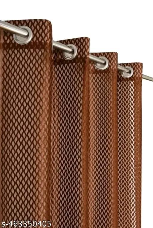     			Sosha Home Decor Abstract Sheer Ring Rod Curtain 7 ft ( Pack of 1 ) - Coffee