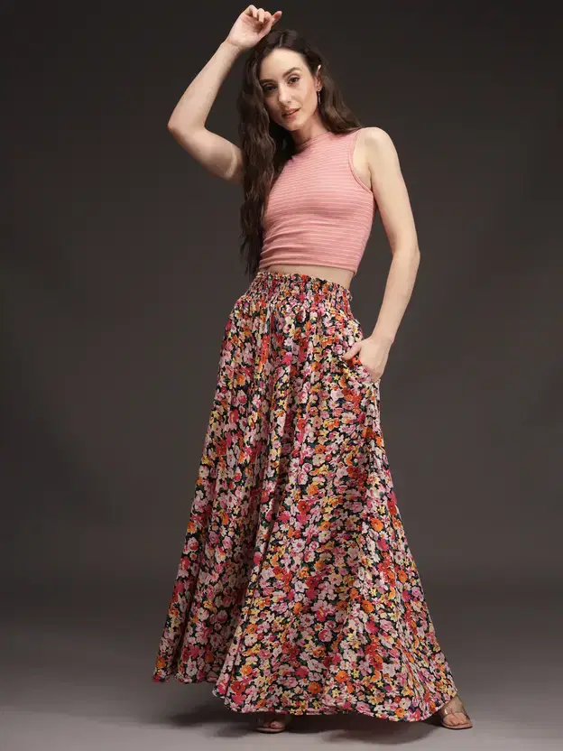 Stylefabs Women Rayon Printed Palazzos ( Pink )     			Stylefabs Women Rayon Printed Palazzos ( Pink )