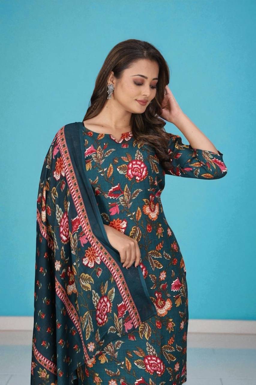 TEXPA FASHION Women Cotton Printed A-line Kurti With Pants ( Green )     			TEXPA FASHION Women Cotton Printed A-line Kurti With Pants ( Green )
