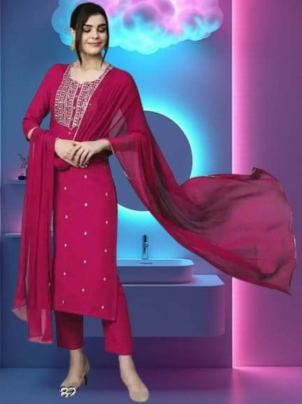 TEXPA FASHION Women Rayon Embroidered A-line Kurti With Pants ( Pink ) TEXPA FASHION Women Rayon Embroidered A-line Kurti With Pants ( Pink )