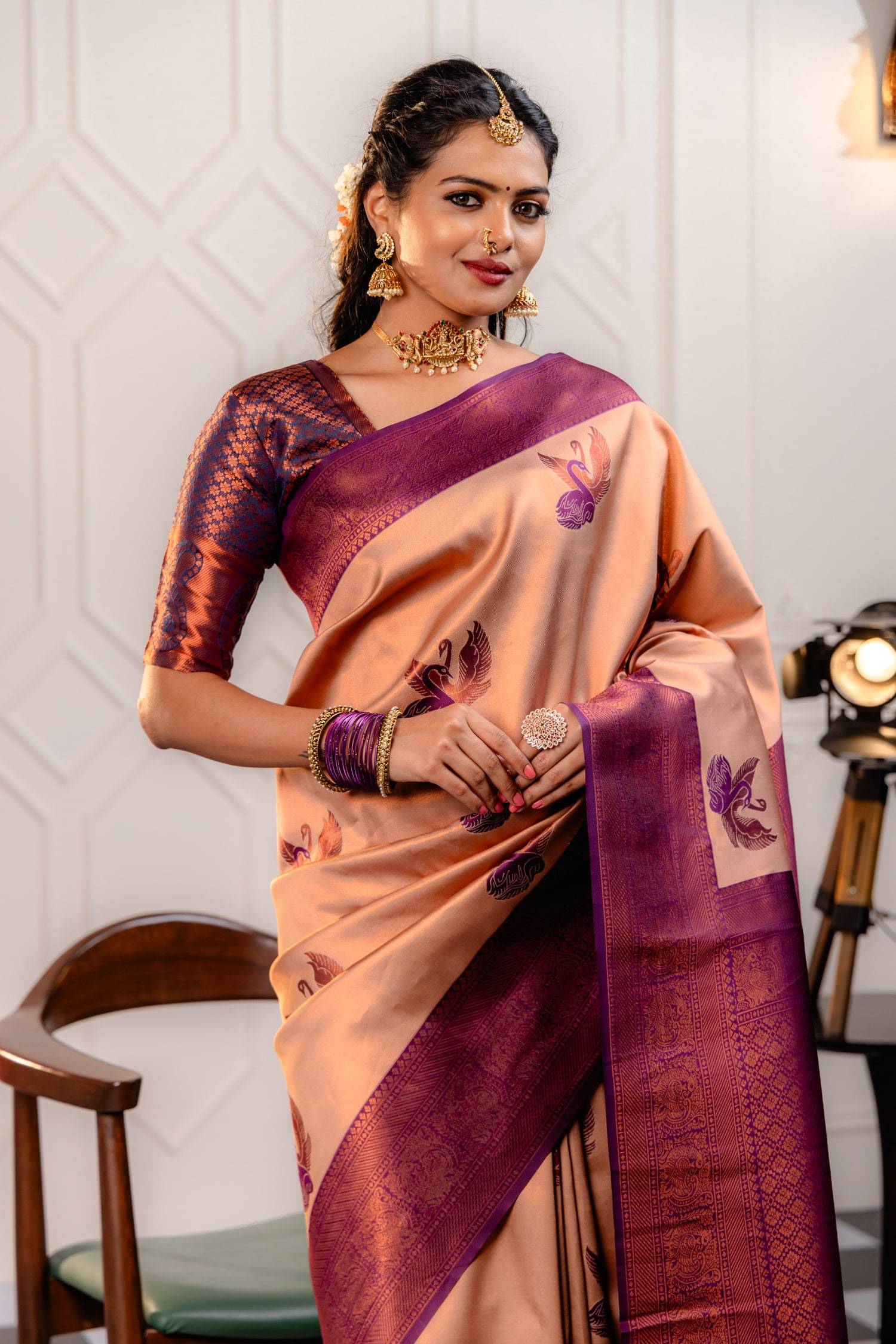     			THE PRIVATE LABLE Silk Printed Banarasi saree With Unstitched Blouse Piece ( Wine )