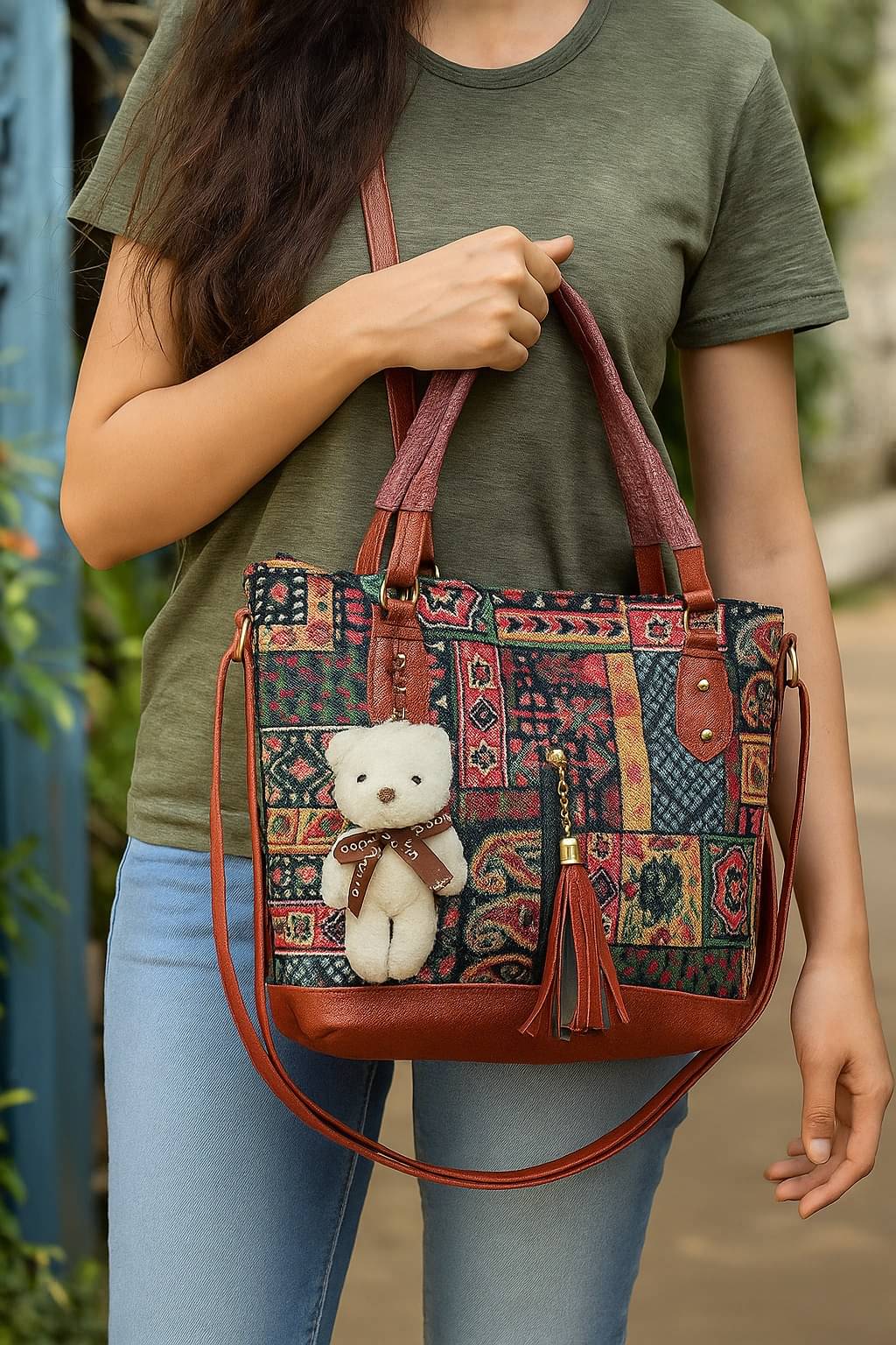     			TheYourChoice Sling Bag Canvas Set of 1 ( Multicolor )