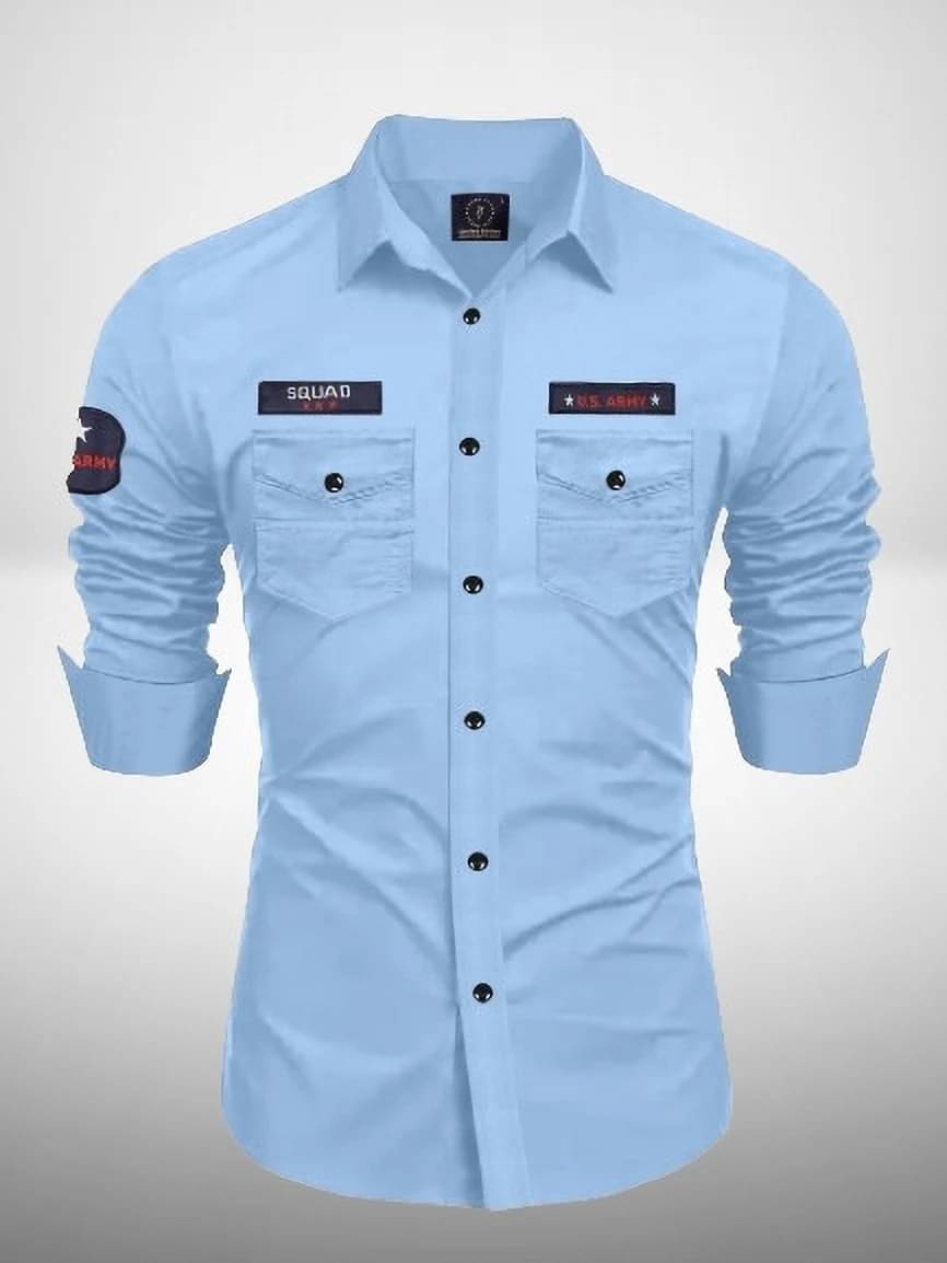     			VEERA FLEX Cotton Blend Regular Fit Self Design Full Sleeves Men's Casual Shirt - Blue ( Pack of 1 )