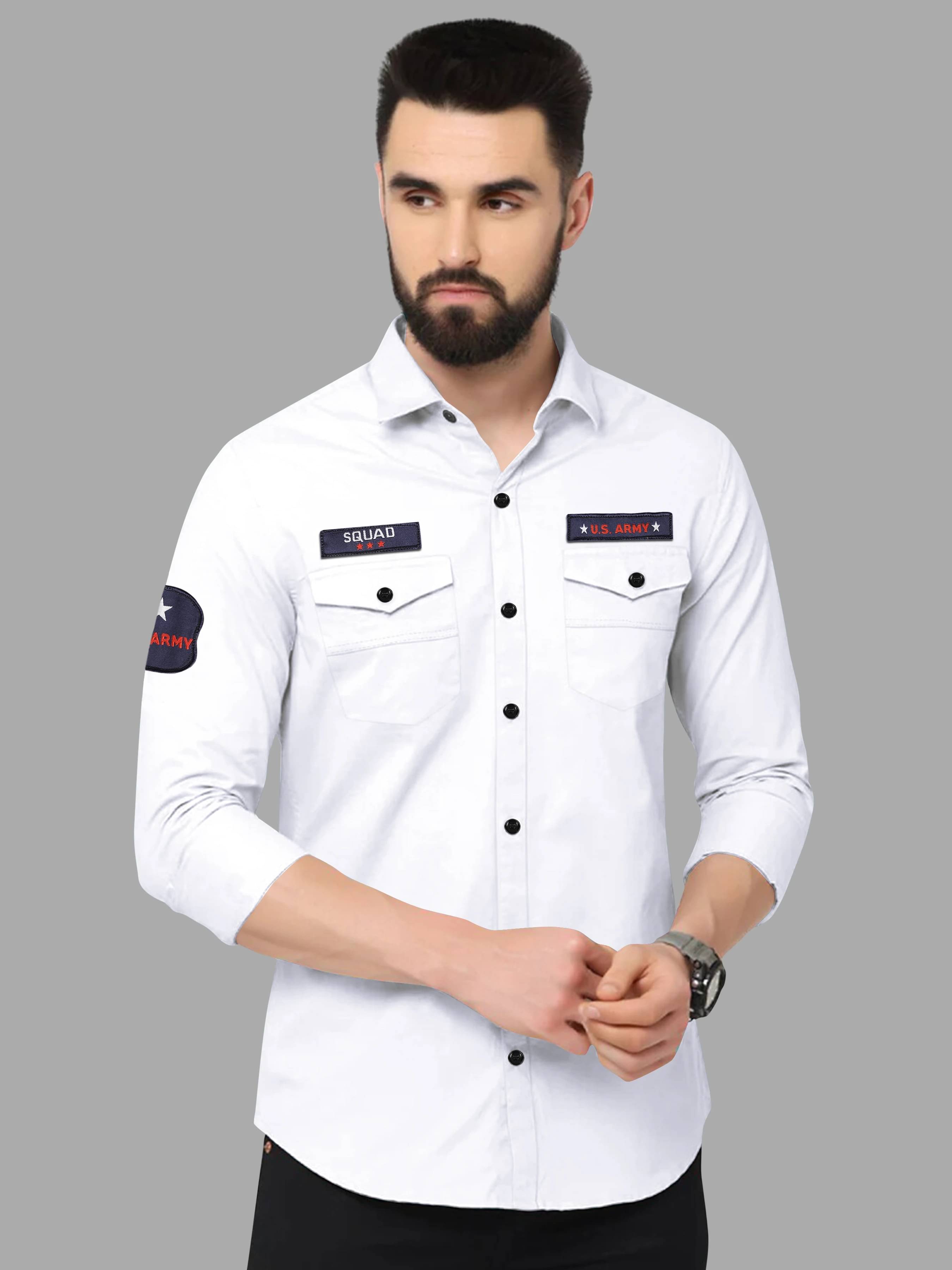     			VEERA FLEX Cotton Blend Regular Fit Self Design Full Sleeves Men's Casual Shirt - White ( Pack of 1 )