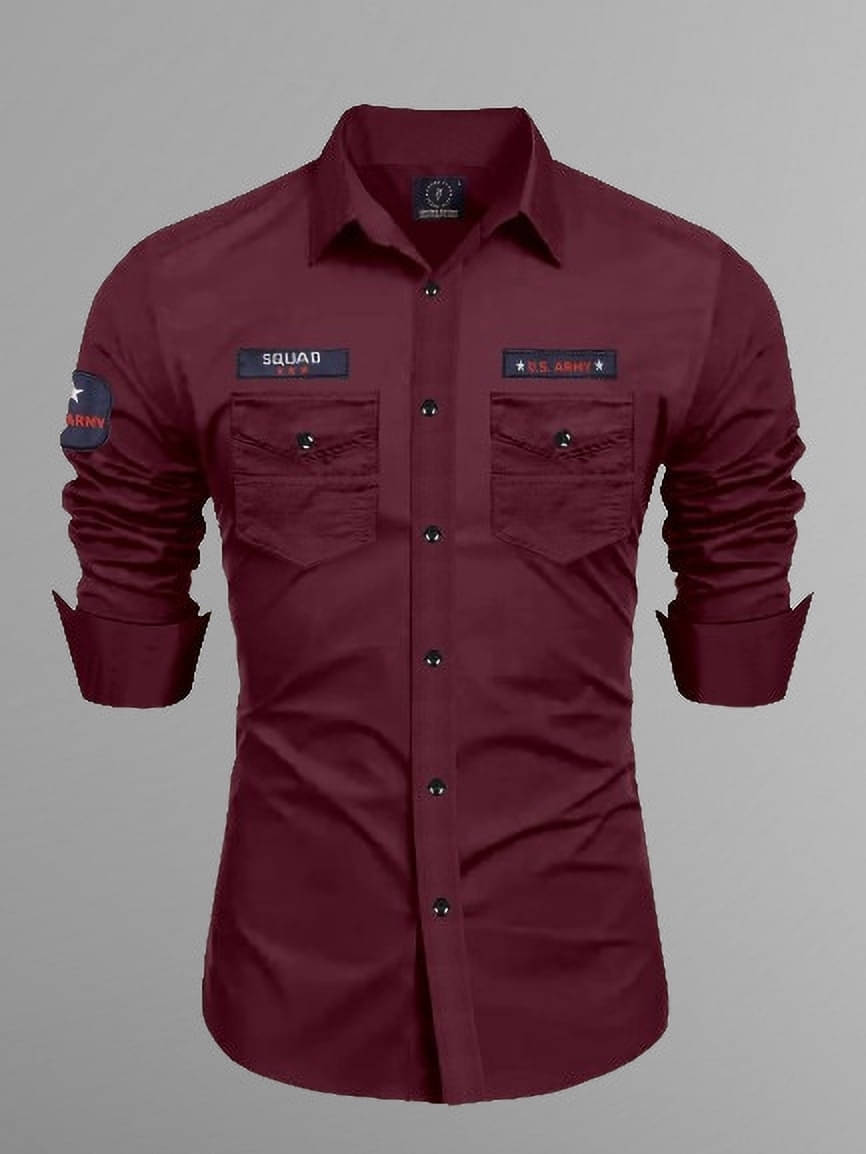 VEERA FLEX Cotton Blend Regular Fit Self Design Full Sleeves Men's Casual Shirt - Maroon ( Pack of 1 ) VEERA FLEX Cotton Blend Regular Fit Self Design Full Sleeves Men's Casual Shirt - Maroon ( Pack of 1 )