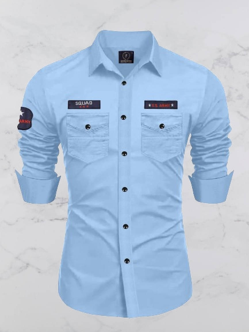VEERA FLEX Cotton Blend Regular Fit Self Design Full Sleeves Men's Casual Shirt - Light Blue ( Pack of 1 ) VEERA FLEX Cotton Blend Regular Fit Self Design Full Sleeves Men's Casual Shirt - Light Blue ( Pack of 1 )