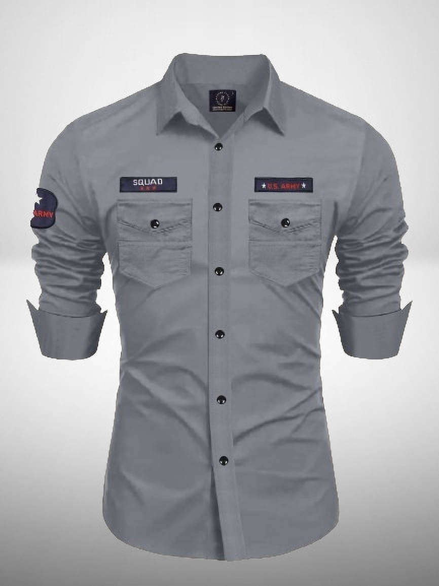     			VEERA FLEX Cotton Blend Regular Fit Self Design Full Sleeves Men's Casual Shirt - Grey ( Pack of 1 )