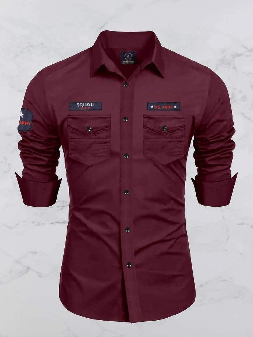 VEERA FLEX Cotton Blend Regular Fit Self Design Full Sleeves Men's Casual Shirt - Maroon ( Pack of 1 ) VEERA FLEX Cotton Blend Regular Fit Self Design Full Sleeves Men's Casual Shirt - Maroon ( Pack of 1 )