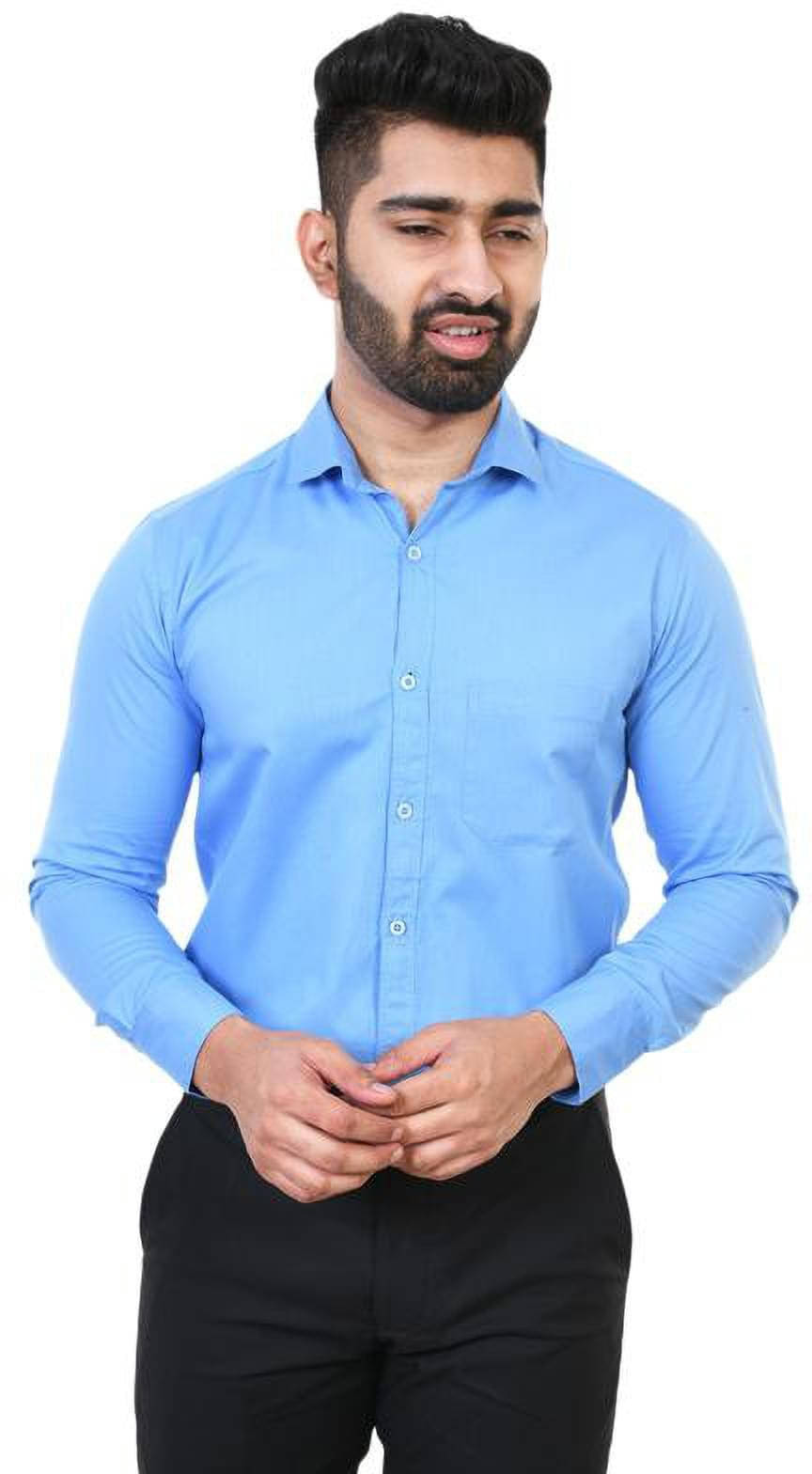     			VEERA FLEX Cotton Blend Regular Fit Solids Full Sleeves Men's Casual Shirt - Blue ( Pack of 1 )