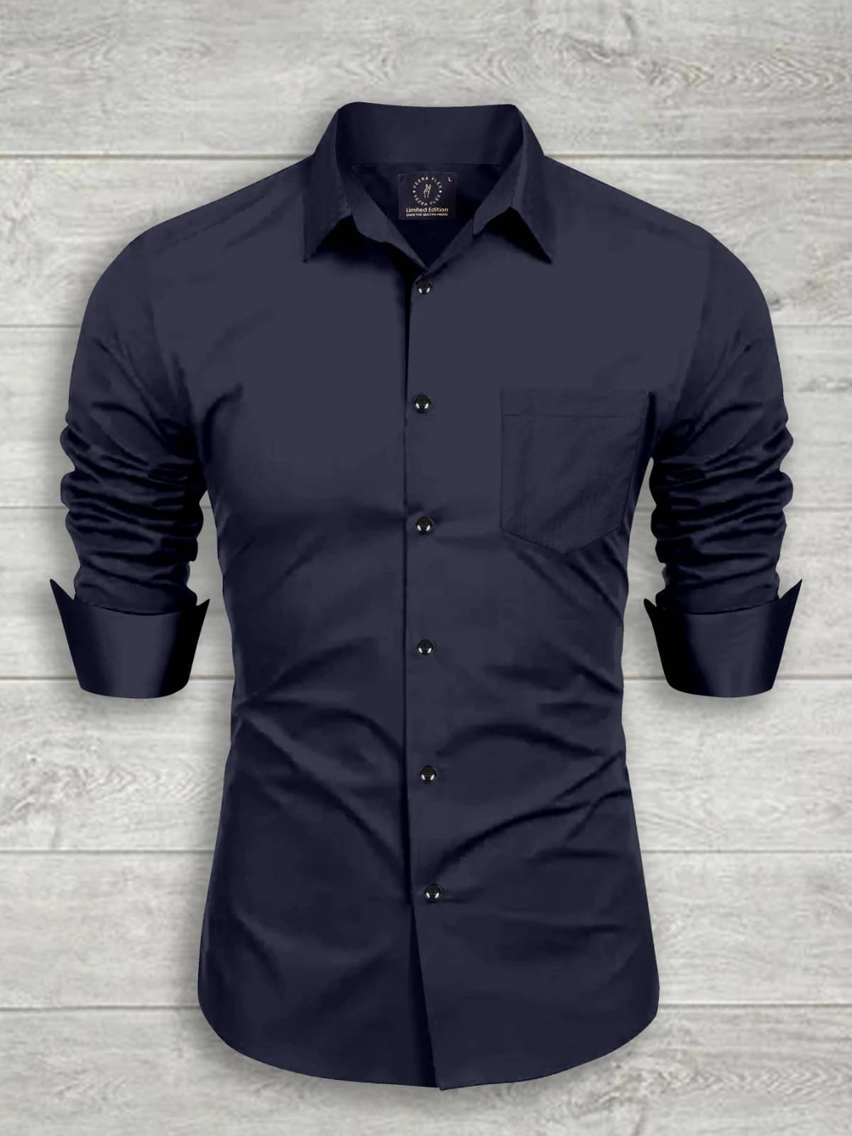     			VEERA FLEX Cotton Blend Regular Fit Solids Full Sleeves Men's Casual Shirt - Blue ( Pack of 1 )